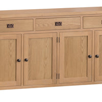 Oakhampton Oak 4 Door 3 Drawer Sideboard