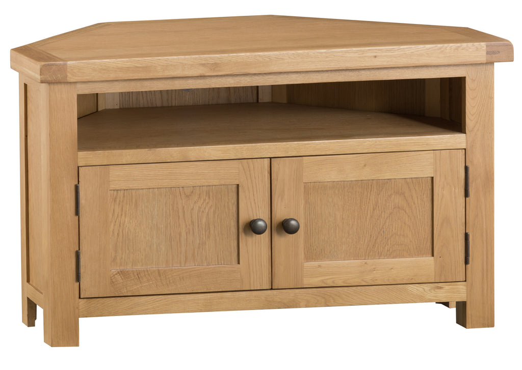 Oakhampton Oak Corner TV Cabinet with Doors