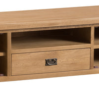 Oakhampton Oak Wide Glazed Door TV Cabinet with Drawer