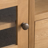 Oakhampton Oak Wide Glazed Door TV Cabinet with Drawer