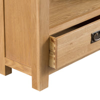Oakhampton Oak Tall Narrow Bookcase with Drawer