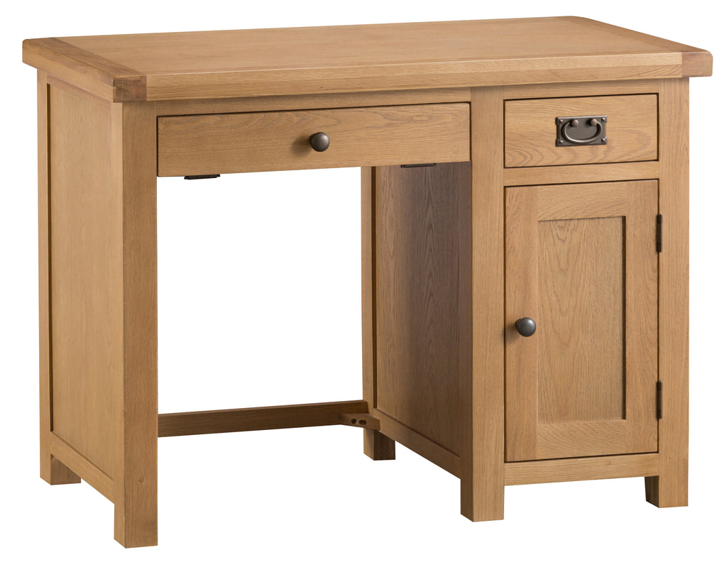 Oakhampton Oak Computer Desk with Cupboard and Tray