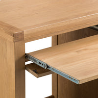 Oakhampton Oak Computer Desk with Cupboard and Tray