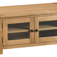 Oakhampton Oak Glazed TV Cabinet with Doors