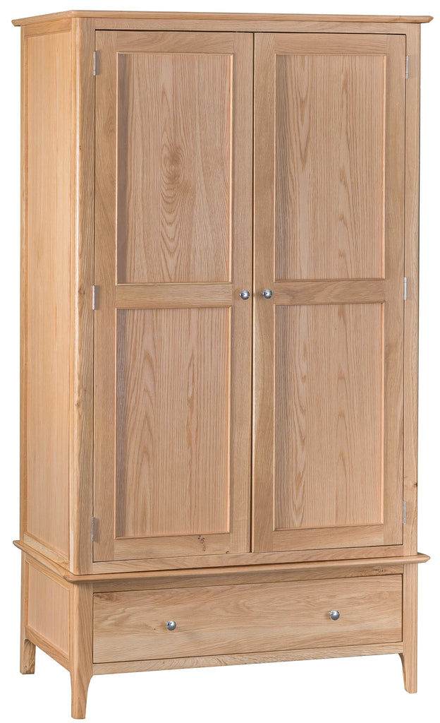 Oslo Oak 2 Door 1 Drawer Wardrobe