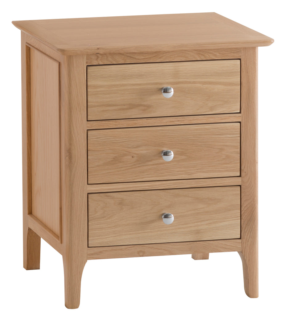 Oslo Oak 3 Drawer Extra Large Bedside