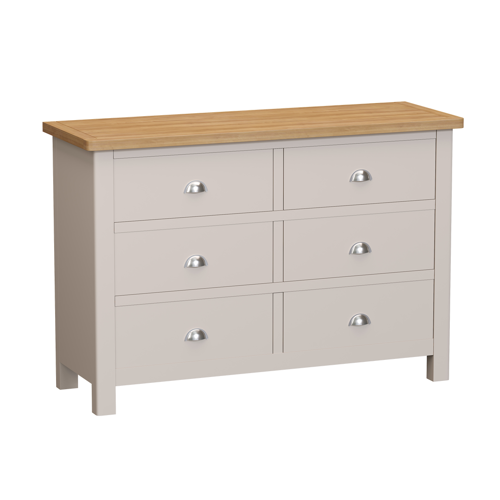 Radnor Oak & Painted Bedroom 6 Drawer Chest of Drawers