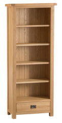 Oakhampton Oak Tall Narrow Bookcase with Drawer