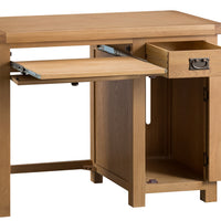 Oakhampton Oak Computer Desk with Cupboard and Tray