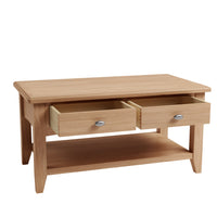 Gower Oak Dining Large Coffee Table With 2 Drawers