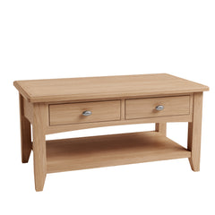 Gower Oak Dining Large Coffee Table With 2 Drawers