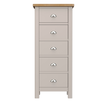 Radnor Oak & Painted Bedroom 5 Drawer Narrow Chest of Drawers