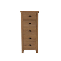 Radnor Oak Bedroom 5 Drawer Narrow Chest of Drawers